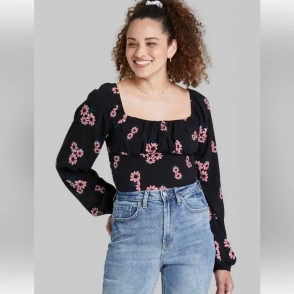 Wild Fable Cropped Long Sleeve Blouse